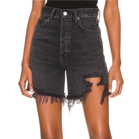 Agolde Pants - AGOLDE Stella high-rise denim shorts in black